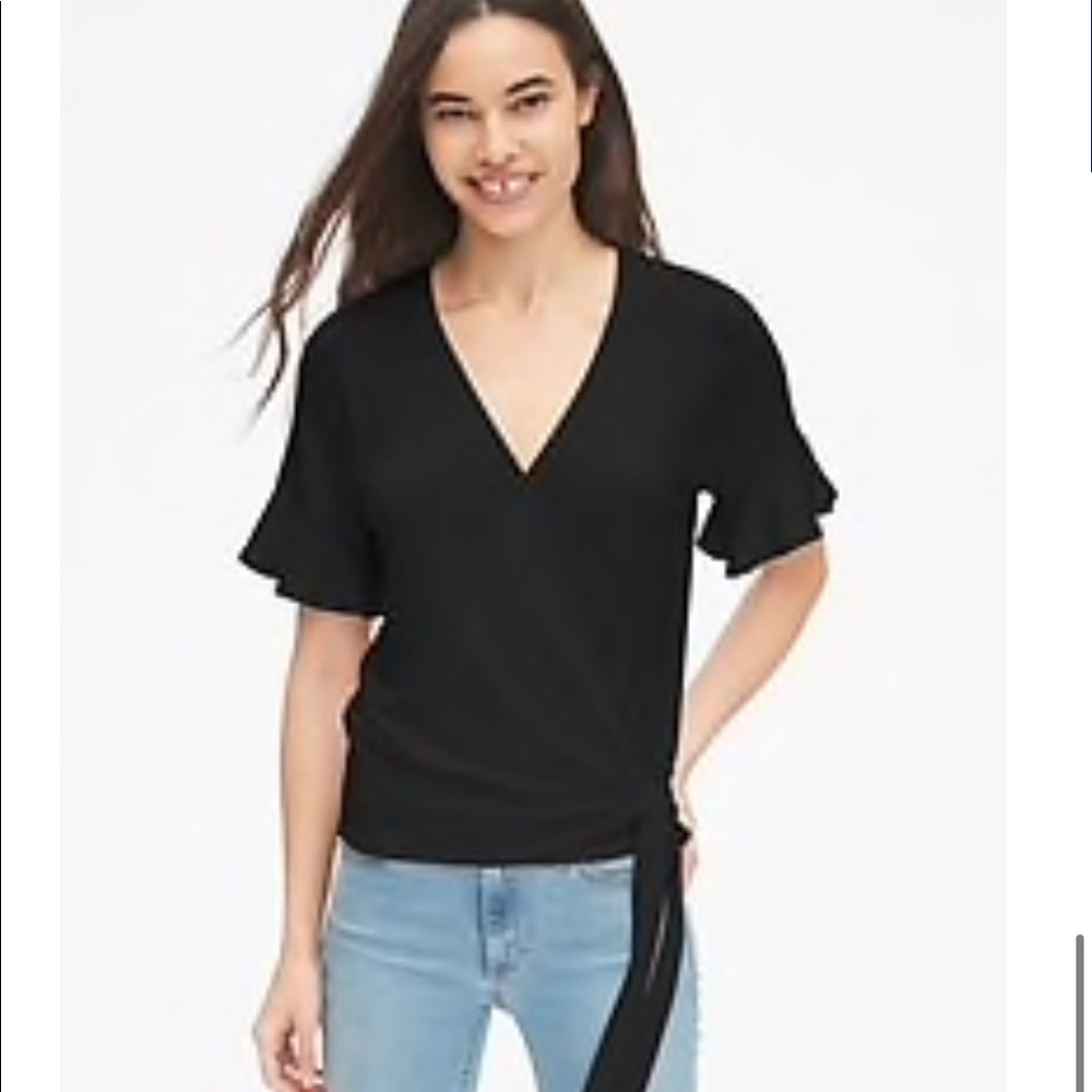 Gap Black Wrap Tie Shirt - XS